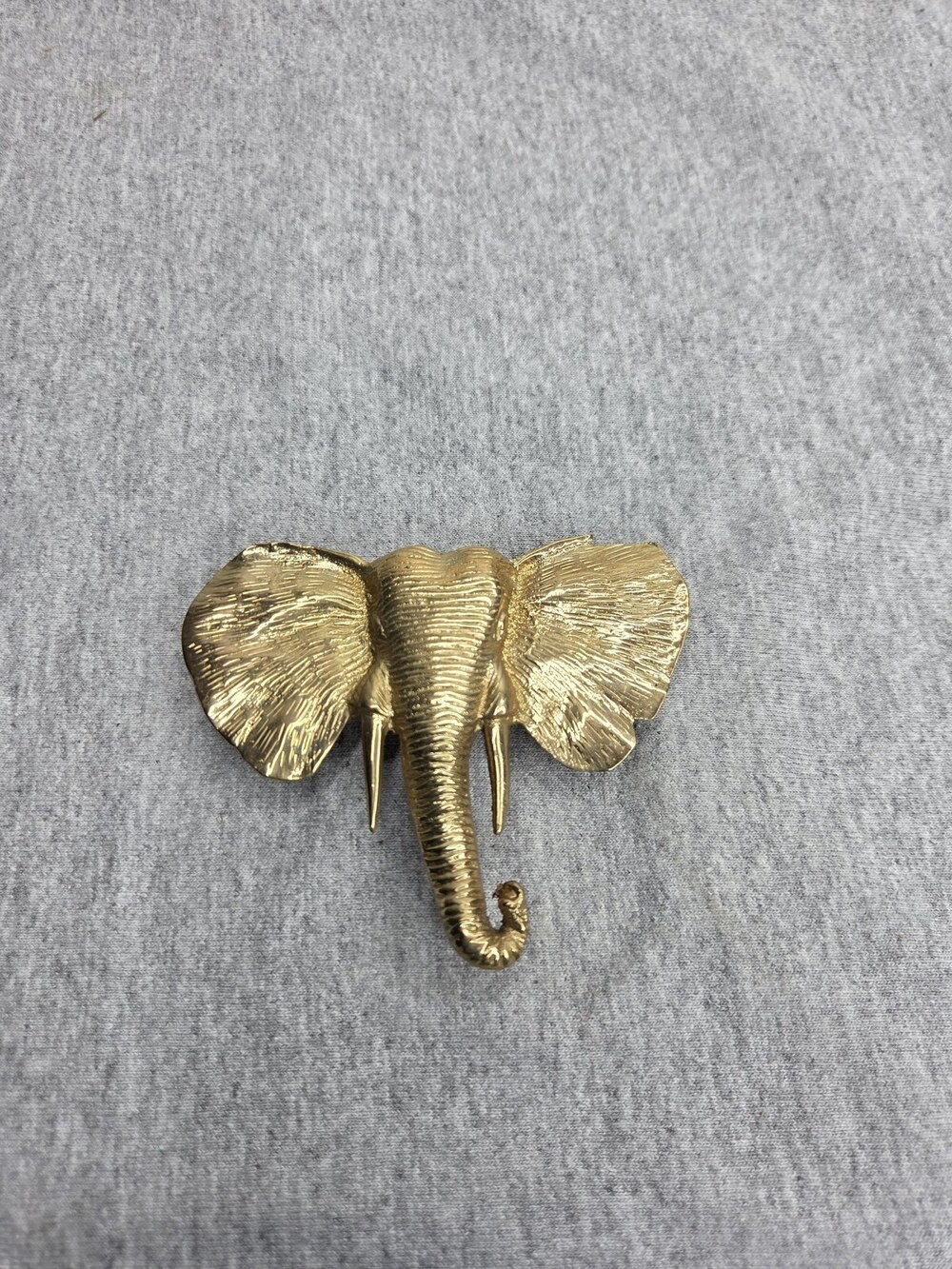 Vintage Elephant Belt Buckle Gold Tone Figural Trunk Up Large Accessories Intl